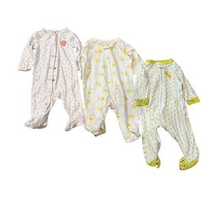 3 month Baby One Piece Set - White, Yellow, Green